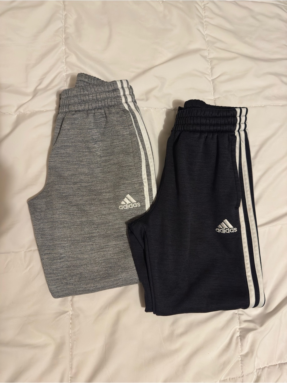 Adidas Kids 2-Pack Athletic Track Pants - Light Gray & Dark Gray